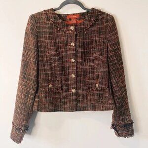 Sundance Orange/Brown Rustic Tweed Blazer Jacket Size 8